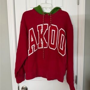 Akoo Red Hoodie with Green Hood size Large